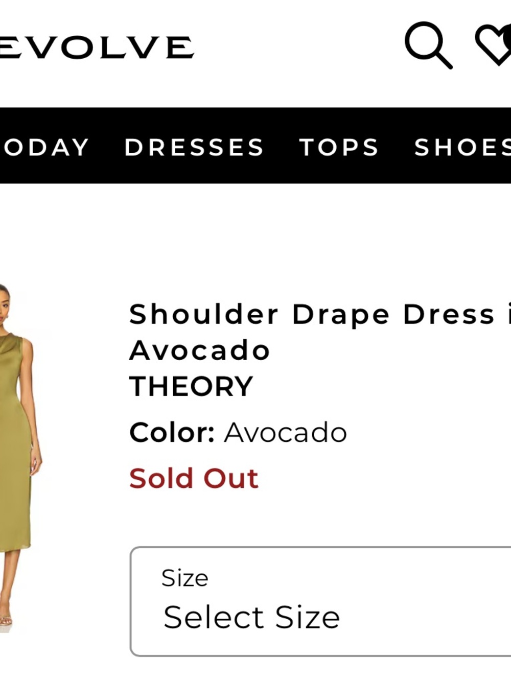 NWT Theory Drape Midi Dress in Avocado - Picture 6 of 9